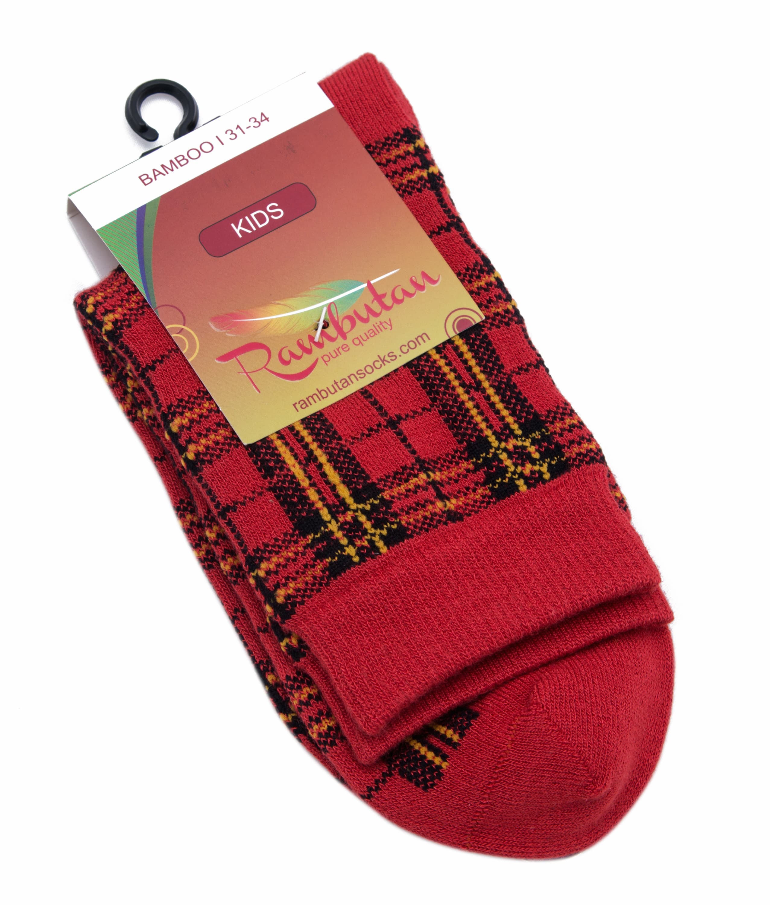 Kids Bamboo Tartan Red