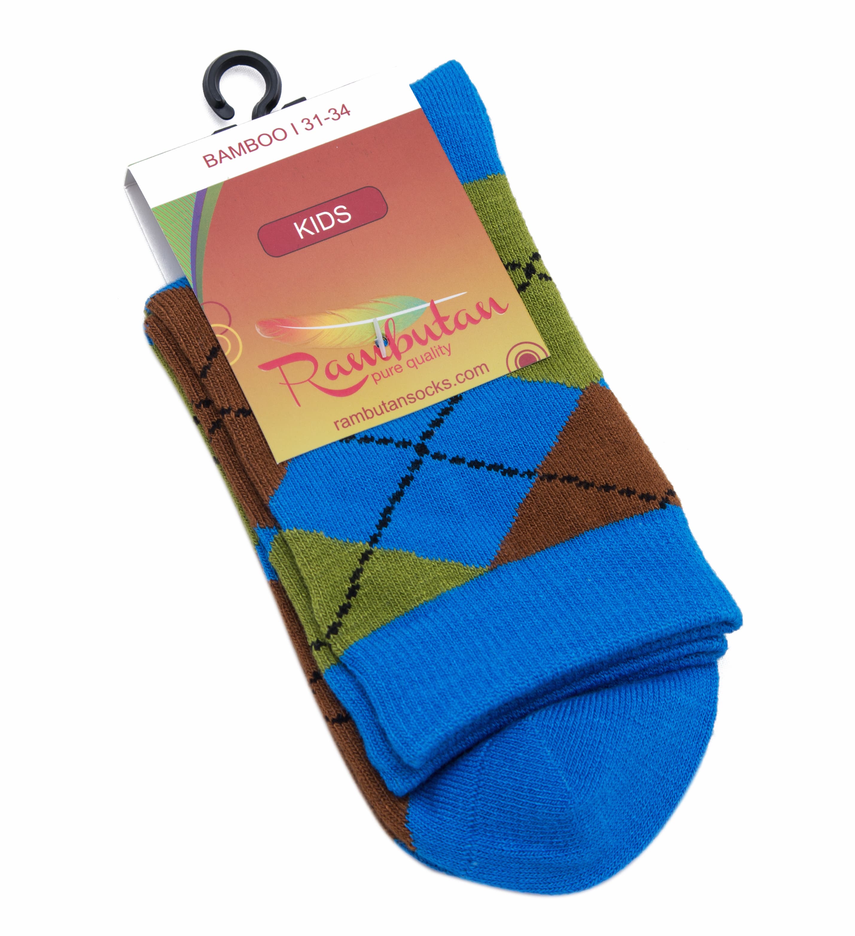 Kids Bamboo Argyle Blue