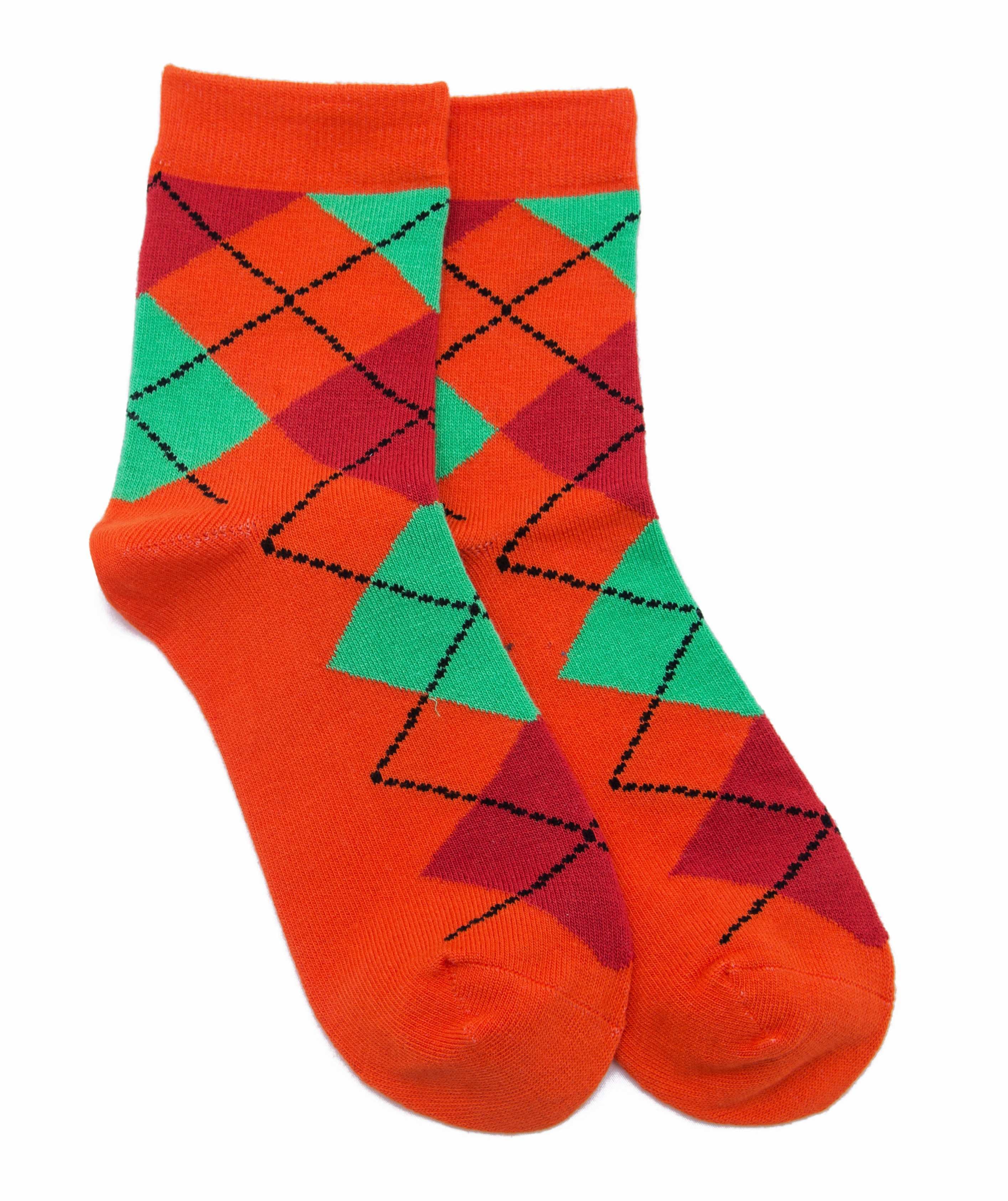 Kids Bamboo Argyle Orange