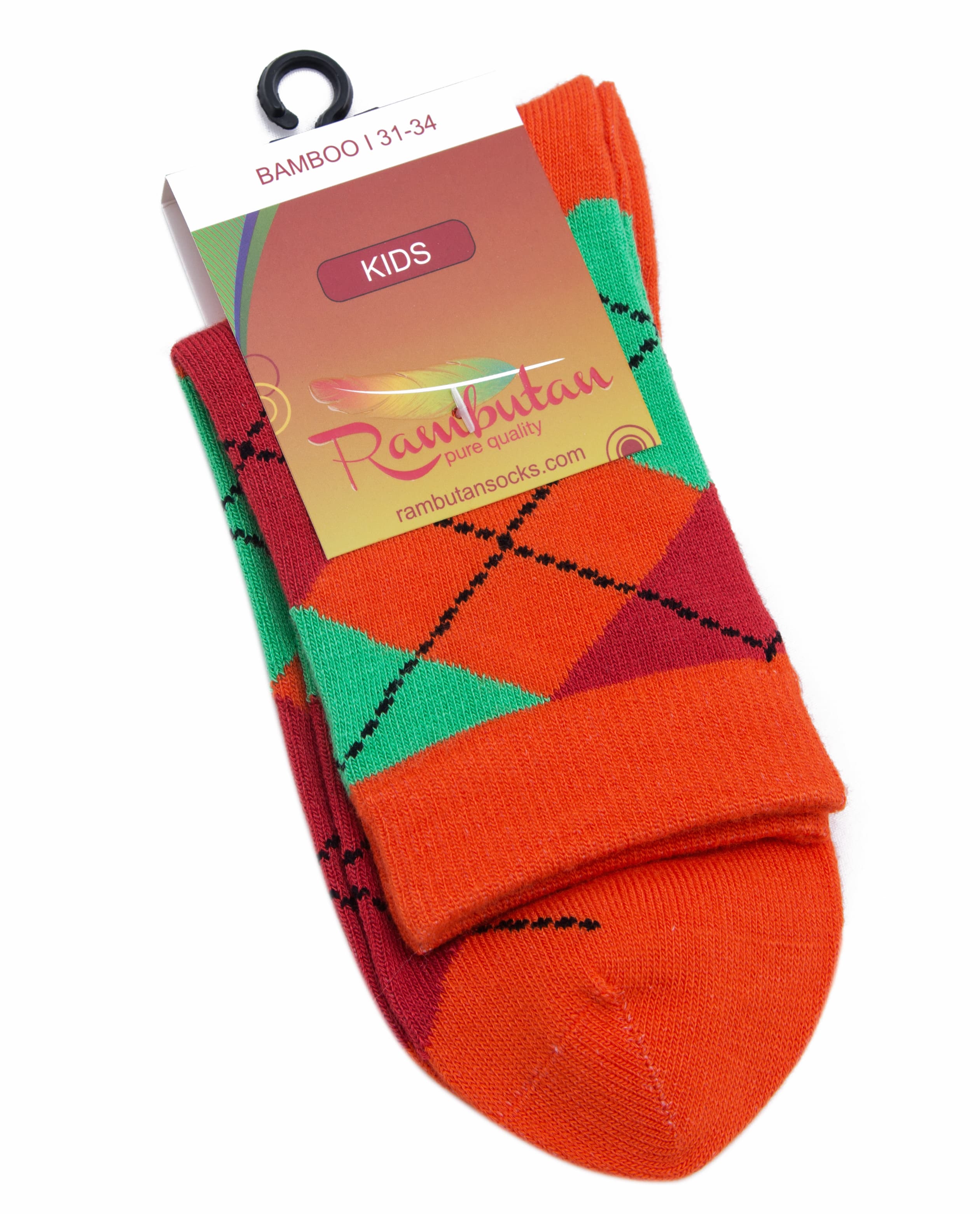 Kids Bamboo Argyle Orange